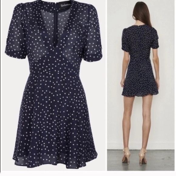 Realisation Par Ozzie 100% Silk Star Print Patriotic Mini Dress Navy S - Picture 8 of 8